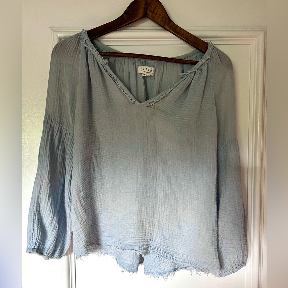 Velvet by Graham & Spencer, Women's Light Blue Blouse
